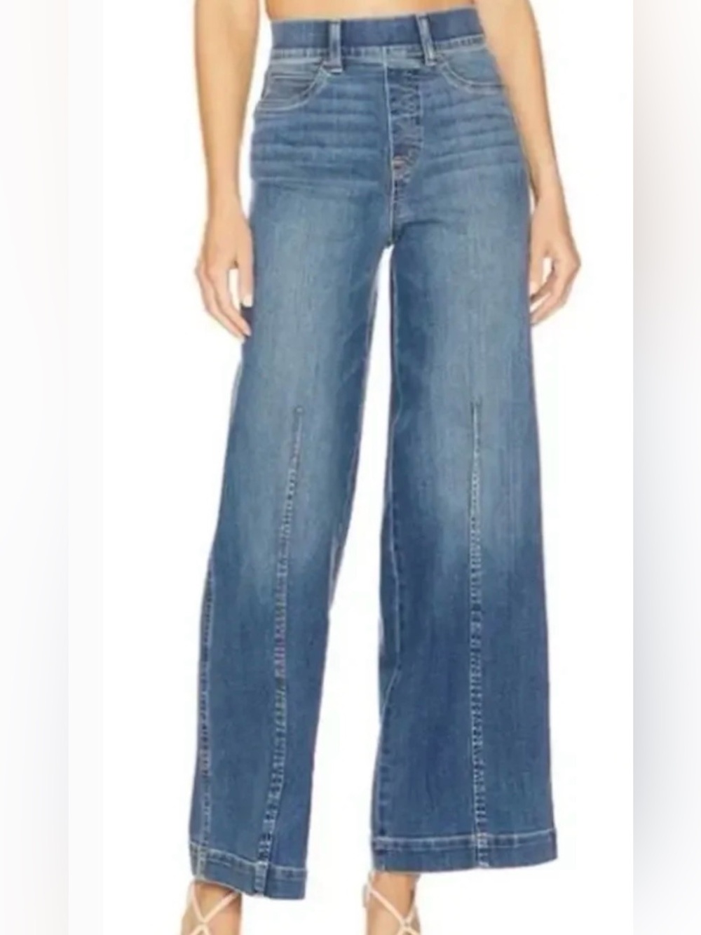 SPANX Women's High-Rise Wide Leg Jeans - Blue Wash